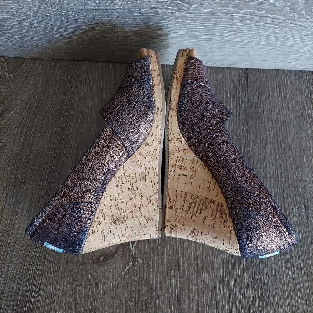 Toms Calypso Peep Toe Copper Wedges